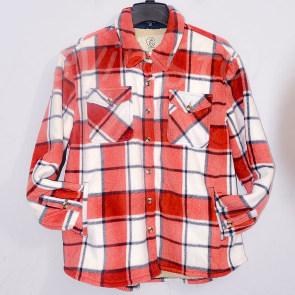 Sage Ladies' Plush‎ Shirt Jacket RED - Picture 3 of 12